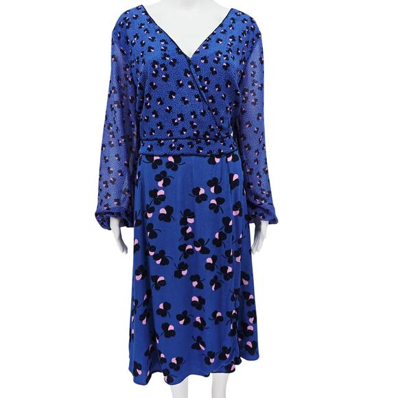 Boden Dresses & Skirts - Boden Eden Wrap Dress Midi Floral Blue 16L